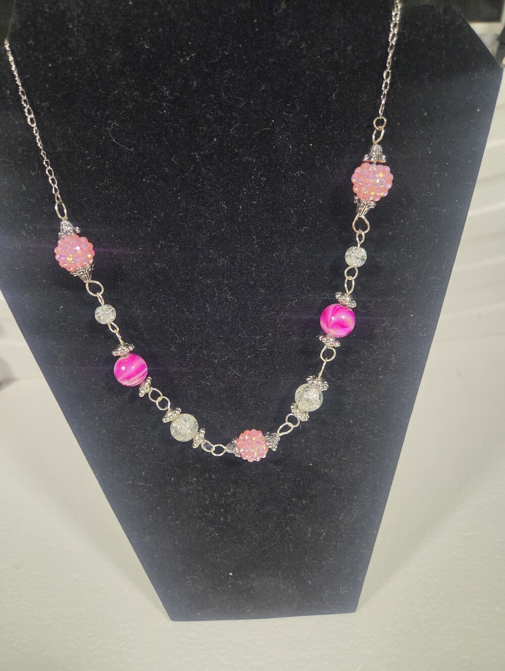 Handcrafted Women’s Pink Beaded Statement Necklace